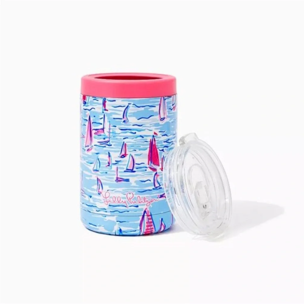 NWT Lilly Pulitzer Insulated Can Tumbler 11.8 oz Zanzibar Blue Boatylicious